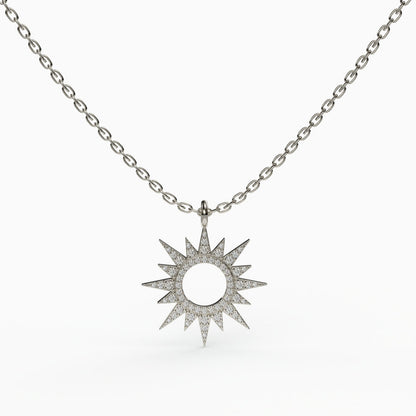 Starburst Diamond Pendant, 925 Silver Gold Plated